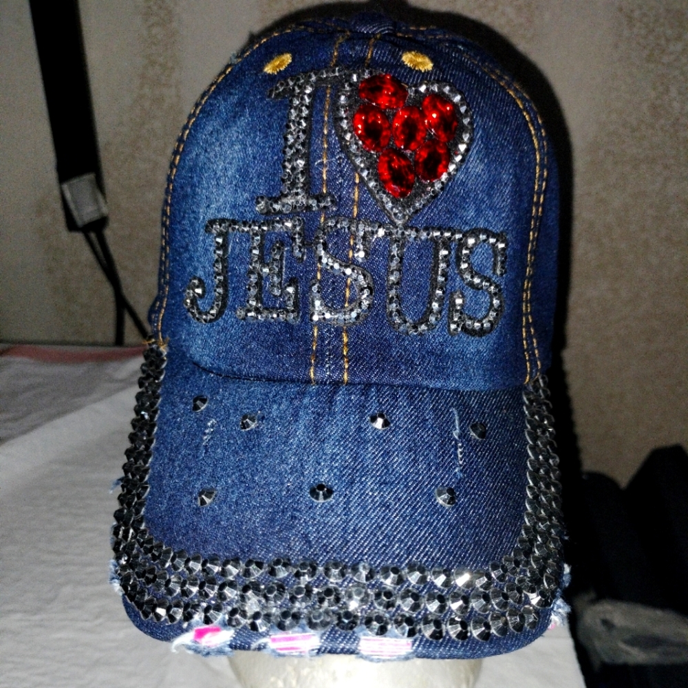 I love Jesus denim baseball cap